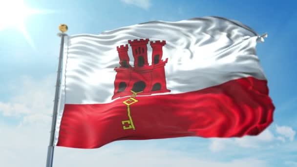 Bandiera Gibilterra Senza Soluzione Continuità Loop Video Rendering Include Isolato — Video Stock