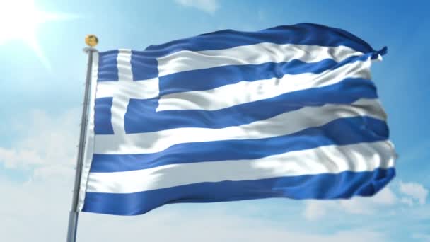 Greece Flag Seamless Looping Rendering Video Includes Isolated Green Screen — Stock Video