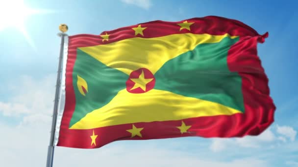 Grenada Bandeira Sem Costura Looping Renderização Vídeo Inclui Isolado Tela — Vídeo de Stock