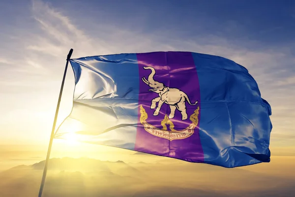 Чианг Рай Провинции Таиланда Флаг Текстильной Ткани Ткани Размахивая Верхней — стоковое фото