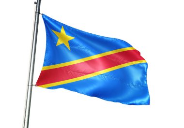 Kongo Demokratik Cumhuriyeti Drc Kongo-Kinşasa Kongolu bayrak beyaz arka plan üzerinde gerçekçi 3d illüstrasyon izole sallayarak 