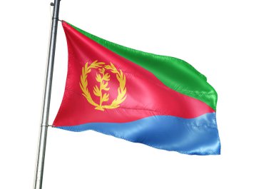 Eritre Eritre bayrak beyaz arka plan üzerinde gerçekçi 3d illüstrasyon izole sallayarak 