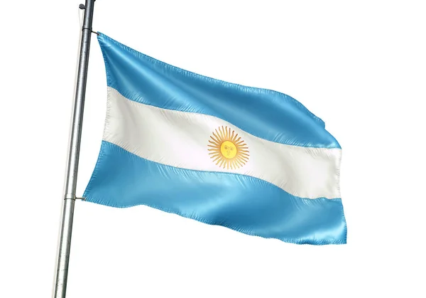 Argentina Argentine Argentinian Flag Waving Isolated White Background Realistic Illustration — Stock Photo, Image
