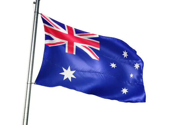 Australia Australian Flag Waving Isolated White Background Realistic Illustration — Stock Photo, Image