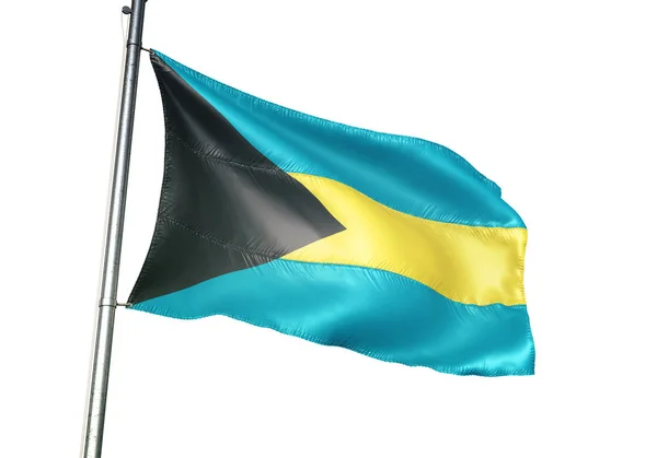 Bahama Bayrak Sallayarak Beyaz Arka Plan Üzerinde Gerçekçi Illüstrasyon Izole — Stok fotoğraf
