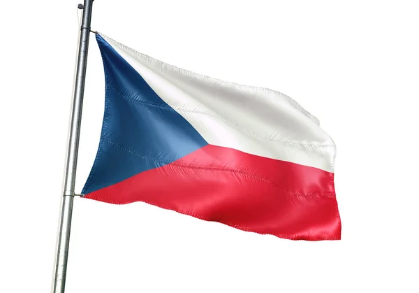 Česká Republika Vlajka Mávání Izolovaných Bílém Pozadí Realistické Ilustrace — Stock fotografie