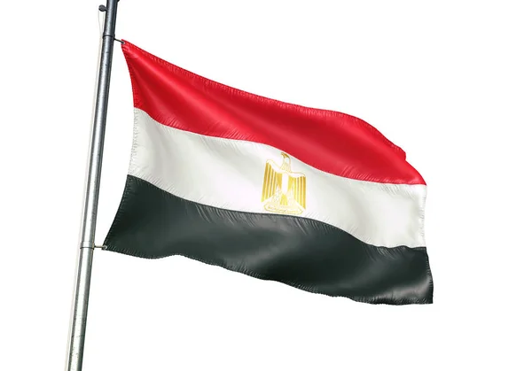 埃及埃及国旗挥舞孤立在白色背景现实的3D — 图库照片