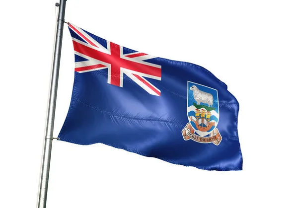 Bandera Las Islas Malvinas Ondeando Aislada Sobre Fondo Blanco Ilustración —  Fotos de Stock