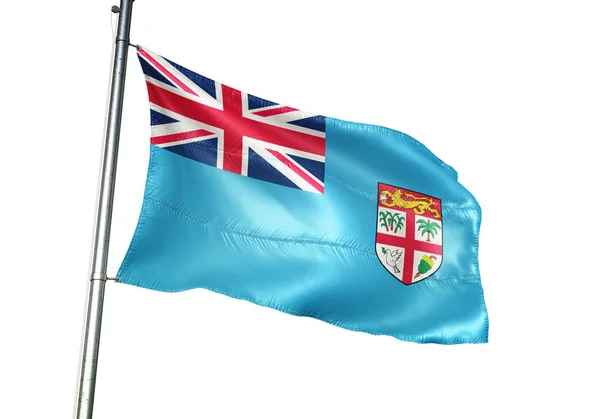Fiji Fijian Bandera Ondeando Aislado Sobre Fondo Blanco Realista Ilustración —  Fotos de Stock
