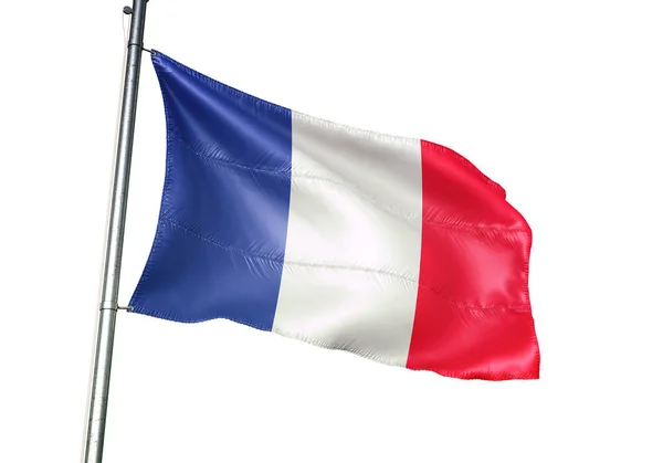 法国法国旗子挥动被隔绝在白色背景现实的3D — 图库照片