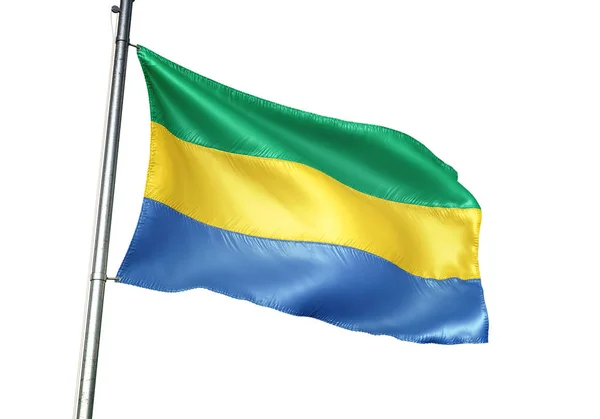 Gabon Gabonais Drapeau Gabonais Agitant Isolé Sur Fond Blanc Illustration — Photo