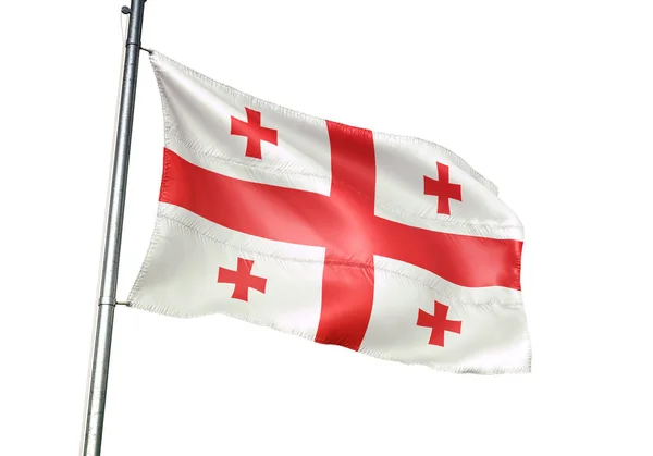 Γεωργία Γεωργιανό Σημαία Κυματίζει Απομονώνονται Λευκό Φόντο Ρεαλιστική Απεικόνιση — Φωτογραφία Αρχείου