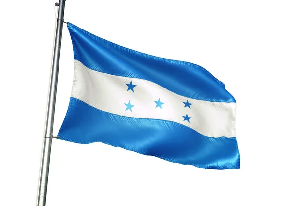 Honduras Honduranische Flagge Weht Isoliert Auf Weißem Hintergrund Realistische Illustration — Stockfoto