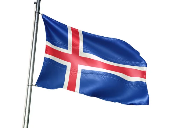 Bandera Islandia Icelander Ondeando Aislada Sobre Fondo Blanco Ilustración Realista —  Fotos de Stock