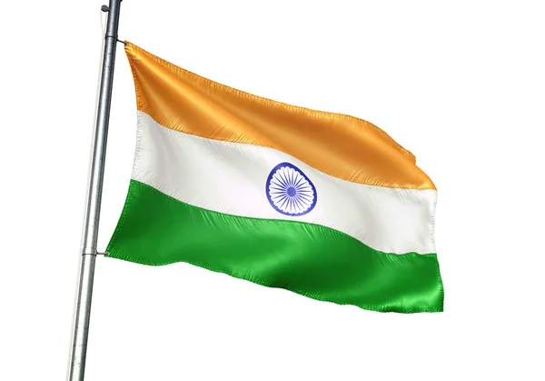 Індія Розмахуючи Прапором Ізольовані Білому Тлі Реалістичний Ілюстрація — стокове фото