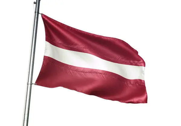 Latvia Latvian Flag Waving Isolated White Background Realistic Illustration — Stock Photo, Image