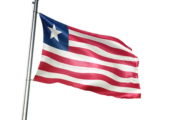 Λιβερία Λιβεριανή Σημαία Κυματίζει Απομονώνονται Λευκό Φόντο Ρεαλιστική Απεικόνιση — Φωτογραφία Αρχείου