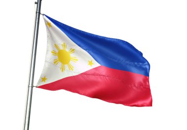 Filipinler Filipin bayrağı sallayarak beyaz arka plan üzerinde gerçekçi 3d illüstrasyon izole 