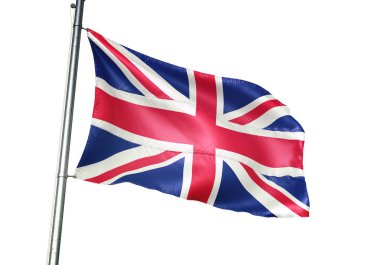 İngiltere Britanya Büyük Britanya bayrağı sallayarak beyaz arka plan üzerinde gerçekçi 3d illüstrasyon izole İngilizce 