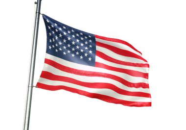 Amerika Birleşik Devletleri Amerikan ABD bize bayrak beyaz arka plan üzerinde gerçekçi 3d illüstrasyon izole sallayarak 