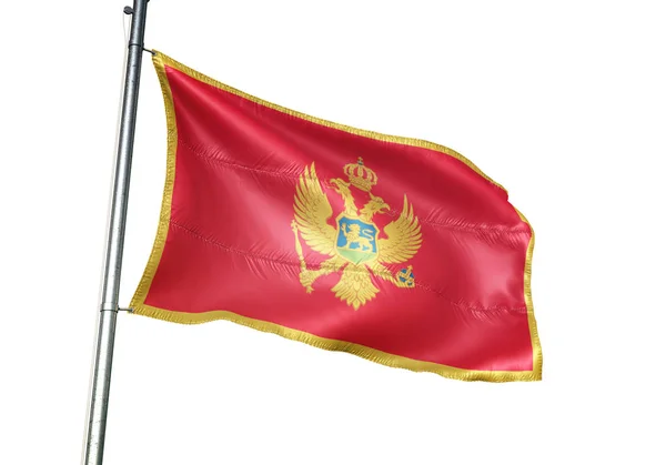 Montenegro Montenegrinischen Flagge Schwenken Isoliert Auf Weißem Hintergrund Realistische Illustration — Stockfoto