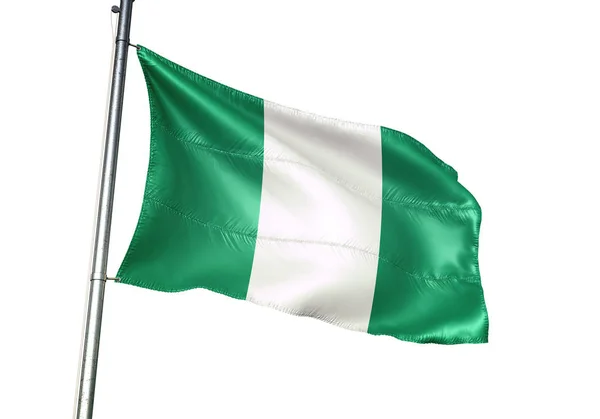 Nigeria Nigerian Flag Waving Isolated White Background Realistic Illustration — Stock Photo, Image