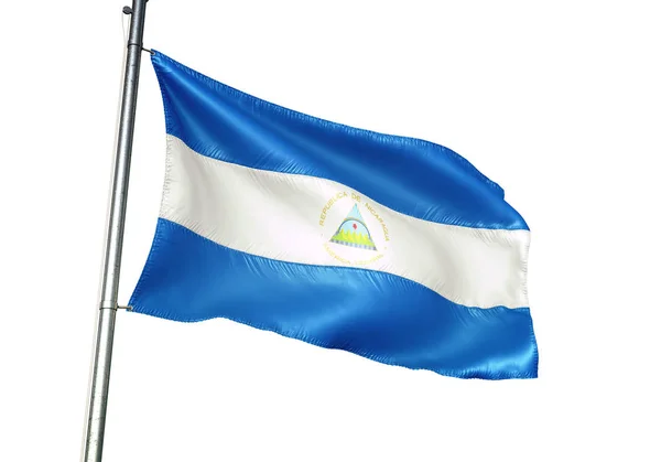 Nicaragua Nicaraguan Flag Waving Isolated White Background Realistic Illustration — Stock Photo, Image