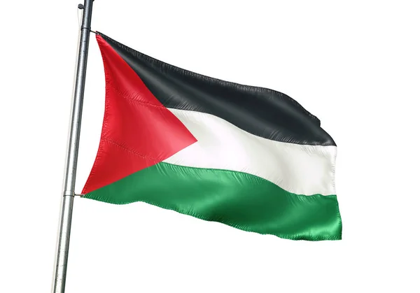 Palästinensische Flagge Weht Isoliert Auf Weißem Hintergrund Realistische Illustration — Stockfoto