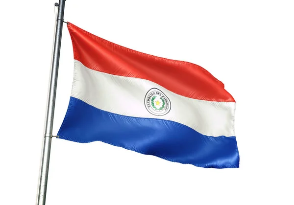 Paraguay Paraguays Flagga Vajande Isolerad Vit Bakgrund Realistisk Illustration — Stockfoto