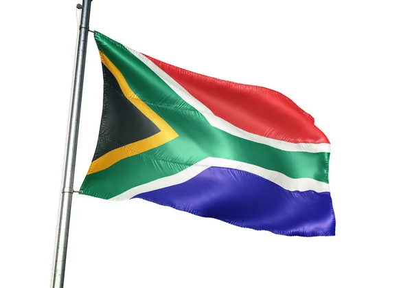 South Africa African Flag Waving Isolated White Background Realistic Illustration — Stock Photo, Image