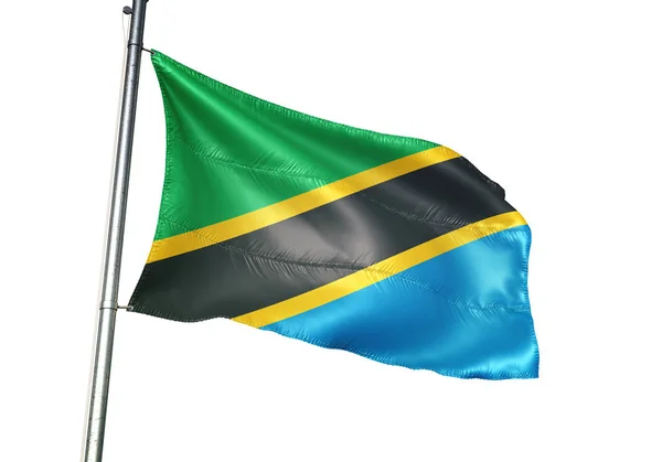 Tanzania Tanzanian Flag Waving Isolated White Background Realistic Illustration — Stock Photo, Image