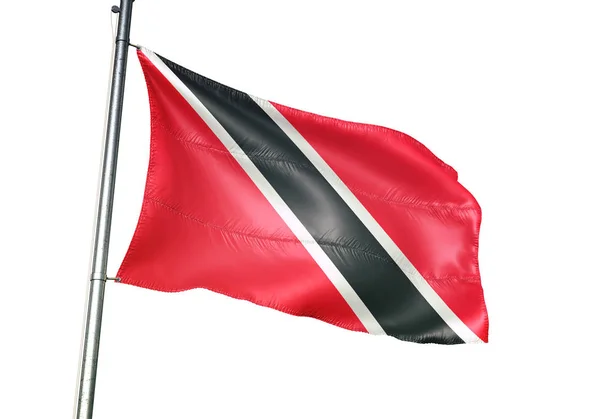 Trinidad Tobago Trinidadian Tobagonian Trinbagonian Flag Waving Isolated White Background — Stock Photo, Image