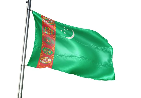 Turkmenistán Bandera Los Turcos Ondeando Aislado Sobre Fondo Blanco Ilustración — Foto de Stock