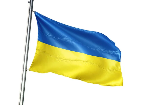 Ukrainische Ukrainische Flagge Weht Isoliert Auf Weißem Hintergrund Realistische Illustration — Stockfoto