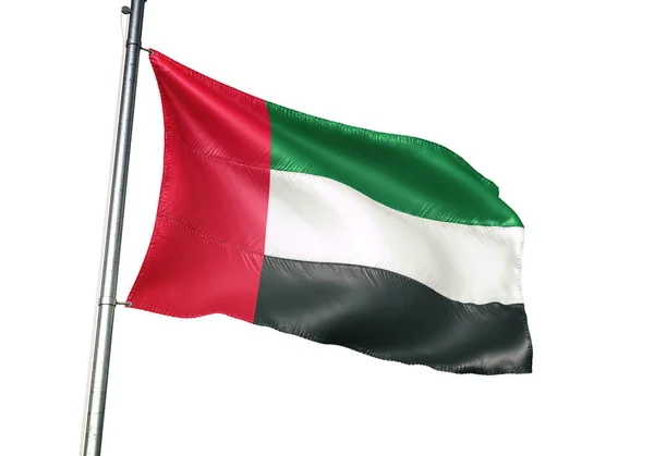 Emirados Árabes Unidos Bandeira Emirati Acenando Isolado Fundo Branco Realista — Fotografia de Stock