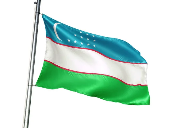 Oezbekistan Oezbeekse Vlag Wapperend Geïsoleerd Een Witte Achtergrond Realistische Illustratie — Stockfoto