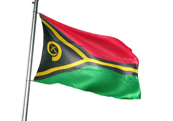 Vanuatu Vanuatu Flagga Vajande Isolerad Vit Bakgrund Realistisk Illustration — Stockfoto