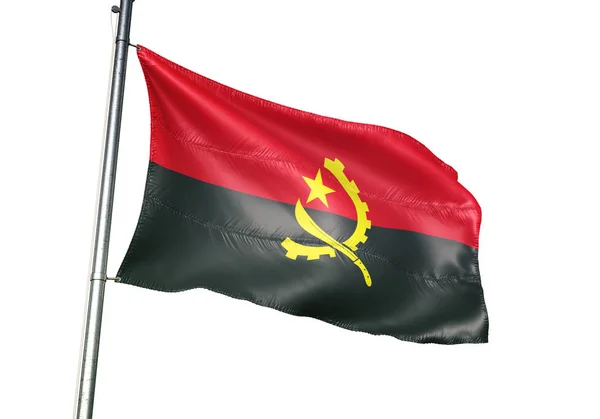 Angola Kterou Angolská Vlajka Mávání Izolované Bílém Pozadí Realistické Ilustrace — Stock fotografie