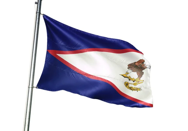 American Samoa Samoano Bandeira Acenando Isolado Fundo Branco Realista Ilustração — Fotografia de Stock