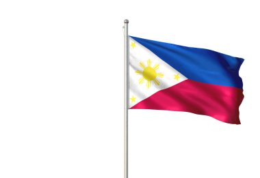 Beyaz arka plan üzerinde gerçekçi 3d illüstrasyon izole Filipinler bayrağı sallayarak