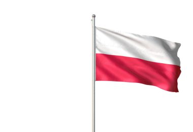 Beyaz arka plan üzerinde gerçekçi 3d illüstrasyon izole Polonya bayrağı sallayarak