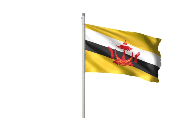 Флаг Брунея Даруссалама Размахивающий Небом Фоне Реалистичной Трехмерной Иллюстрации — стоковое фото