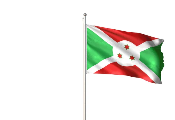 Burundi Flag Waving Isolated White Background Realistic Illustration — Stock Photo, Image