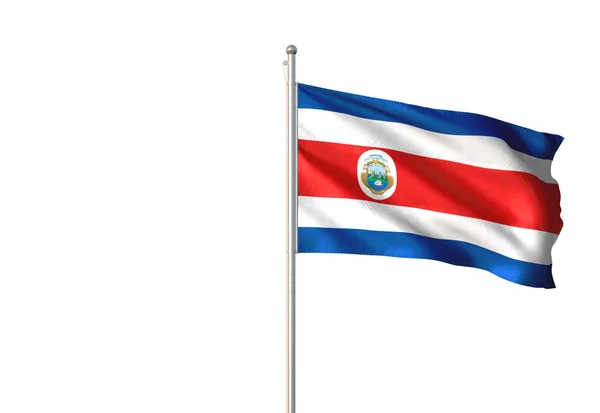 Bandeira Costa Rica Acenando Isolada Fundo Branco Ilustração Realista — Fotografia de Stock