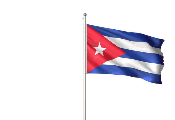 Bandera Cuba Ondeando Aislada Sobre Fondo Blanco Ilustración Realista — Foto de Stock