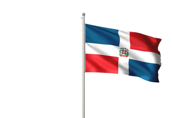 Bandera República Dominicana Ondeando Aislada Sobre Fondo Blanco Ilustración Realista —  Fotos de Stock