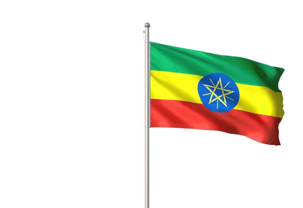 Bendera Ethiopia Melambai Terisolasi Pada Ilustrasi Latar Belakang Putih Yang — Stok Foto