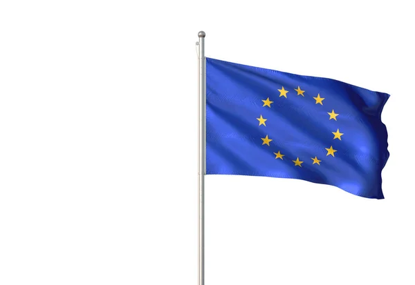 Europeiska Unionens Flagga Vajande Isolerad Vit Bakgrund Realistisk Illustration — Stockfoto