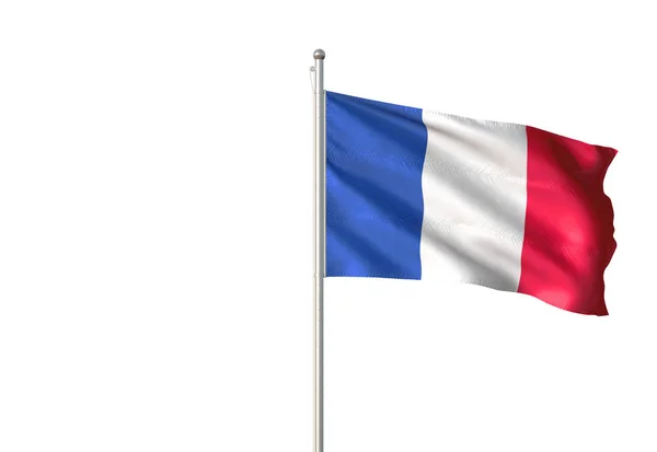 Francia Bandiera Sventolando Isolato Sfondo Bianco Realistico Illustrazione — Foto Stock