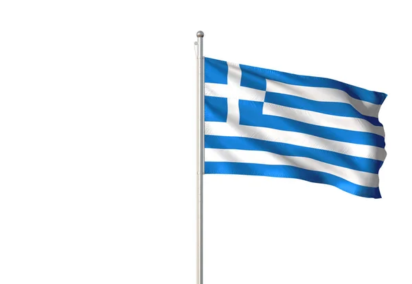 Ελλάδα Σημαία Κυματίζει Απομονώνονται Λευκό Φόντο Ρεαλιστική Απεικόνιση — Φωτογραφία Αρχείου